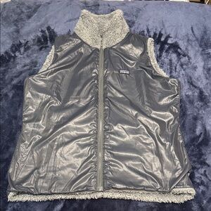 Patagonia Black Shell with Gray Sherpa Lining Vest